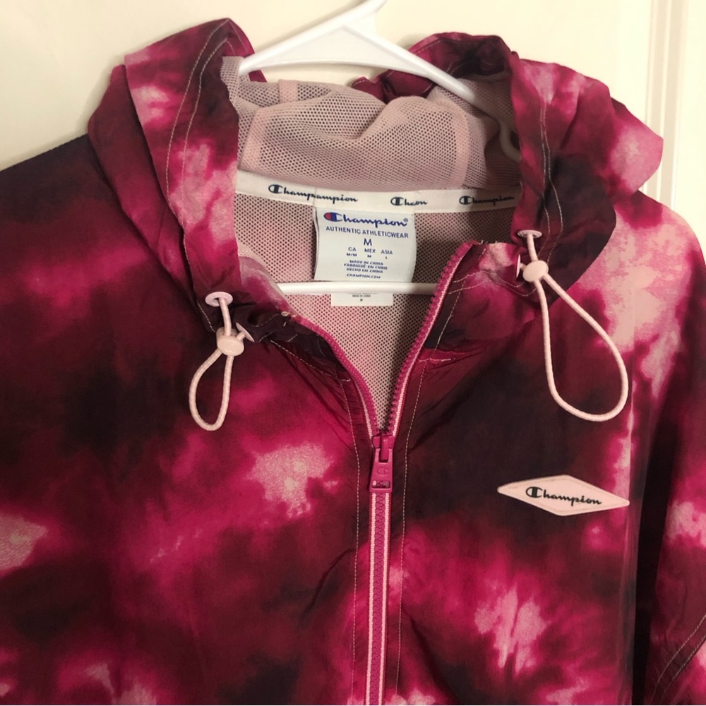 Champion jacket tie dye rare Hoodie jacket Pink M - Picture 2 of 11
